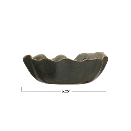 Hello Honey® Multicolor Reactive Crackle Glaze Electroplated Dots & Edge Stoneware Fluted Bowl Set